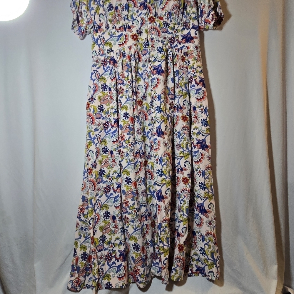 BODEN Elsa Midi Tea Dress Marshmallow Botanical Brunch Pink Floral Button Front - Picture 4 of 11